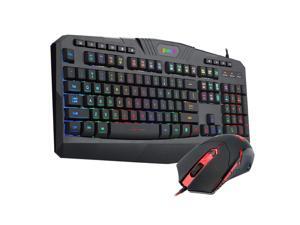 High Performance PC Gaming Keyboard and Mouse Combo Wired LED RGB Backlit with Multimedia Keys Wrist Rest Mouse with 3200 DPI for Windows Computer Gamers (Gaming Mouse and Keyboard Set)