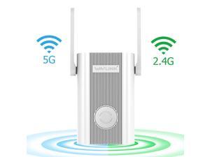 802.11AC 1200Mbps WiFi Repeater, WiFi Range Extender, Wireless Signal Booster, 2.4G/5GHz Dual Band WiFi Extender , Easy Set-Up, Extends Internet Wifi