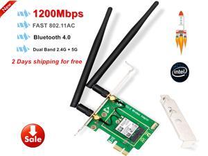 PCIe WiFi Card AC 1200Mbp Wireless Network Card with Bluetooth 4.0 Network Server Adapter, Wireless PCI Express Adapter Dual-Band 5G/2.4G PCI-E Wireless WI-FI Adapter Network Card for PC PCIe WiFi Card AC 1200Mbp Wireless Network Card with Bluetooth 4.0 Network Server Adapter, Wireless PCI Express Adapter Dual-Band 5G/2.4G PCI-E Wireless WI-FI Adapter Network Card for PC
