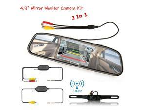 Wireless Car Backup Camera Rear View System Night Vision + 4.3" Mirror Monitor