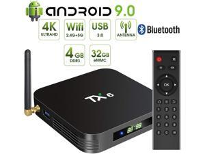 Android 90 TV BoxTX6 Android TV Box 4GB DDR3 32GB EMMC Dual WiFi 24G5G Bluetooth Quad Core 3D 4K Ultra HD H265 USB30 Android TV Set Top Box