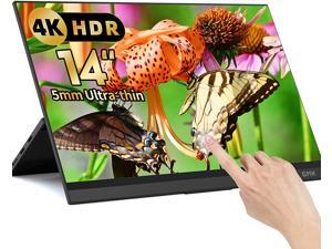 Touchscreen Portable Monitor, 14 Inch 4k USB-C External Portable Monitor, 3840 x 2160 UHD Computer Monitor with Dual Type-C Mini HD Freesync for Laptop PC Phone Mac Surface Xbox PS4 Switch