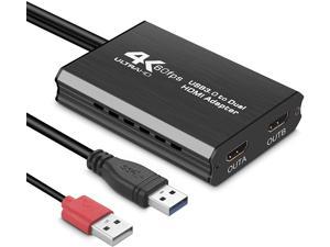 USB 3.0 to HDMI Adapter 4K UHD,Displaylink Chip Dual 4K 60Hz Ultra HD USB to HDMI Display Audio Video Converter 4k 30Hz,2K 60Hz,- External Video&Graphics Card(USB32HD4K60Hz) for Monitor,Mac,Windows