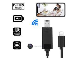WiFi Mini Hidden Camera Wireless HD 1080P USB Charger Camera Nanny Hidden Cable Video Cam with Remote View/Motion Detection/Loop Recording for Home Security Surveillance