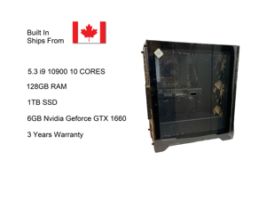 Antec P82 Flow - i9 10900 - 128GB RAM - 1TB SSD NVMe - 6GB NVIDIA GeForce GTX 1660.- Windows 11 Professional - 3-Year Warranty