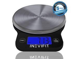 INEVIFIT DIGITAL KITCHEN SCALE, Highly Accurate Multifunction Food Scale 13 lbs 6kgs Max, Clean Modern Black with Premium Stainless Steel Finish. Includes Batteries & 5-Year Warranty INEVIFIT DIGITAL KITCHEN SCALE, Highly Accurate Multifunction Food Scale 13 lbs 6kgs Max, Clean Modern Black with Premium Stainless Steel Finish. Includes Batteries & 5-Year Warranty