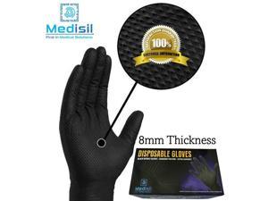 MediSil Disposable Nitrile Gloves - Powder Free & Latex Free - 100 pack - Black Diamond (Medium)