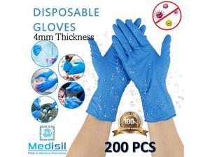MediSil Disposable Nitrile Gloves - 4mm Thickness - Powder Free & Latex Free - 200 pack - Blue (Medium)