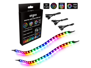 Addressable PC Digital LED Strip, Airgoo Magnetic Rainbow PC Case Lighting, 2PCS Strips 42LEDs for 5V 3-pin ARGB LED headers, For ASUS Aura SYNC, Gigabyte RGB Fusion, MSI Mystic Light Sync Motherboard