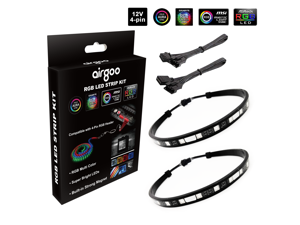 PC RGB LED Strip Light, Black Silicone Housing Magnetic PC Case Lighting, 2PCS Strips 42LEDs for 12V 4-Pin RGB LED Header, For ASUS Aura RGB, MSI Mystic Light, ASROCK Aura RGB, Gigabyte RGB Funsion PC RGB LED Strip Light, Black Silicone Housing Magnetic PC Case Lighting, 2PCS Strips 42LEDs for 12V 4-Pin RGB LED Header, For ASUS Aura RGB, MSI Mystic Light, ASROCK Aura RGB, Gigabyte RGB Funsion