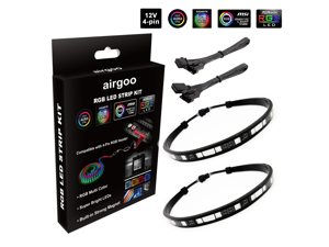 Airgoo PC RGB LED Strip Light, Black Silicone Housing Magnetic PC Case Lighting, 42LEDs for 12V 4-Pin RGB LED Header, for ASUS Aura RGB, MSI Mystic Light, ASROCK Aura RGB, Gigabyte RGB Funsion