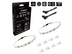 Airgoo PC RGB LED Strip Light, Easy Install with Strong Magnetic Clips, 2x White Silicone Housing Strips 42LEDs for 12V 4-Pin RGB LED Header, ASUS Aura RGB, MSI Mystic Light, Gigabyte RGB Funsion M/B