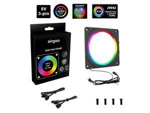 Airgoo Addressable RGB 120mm Fan Halo, 1 Pack WS2812B RGBIC Rainbow 5V 3-pin ARGB Fan Frame for 120mm PC Case Fan Without Lighting, for Aura SYNC, Gigabyte RGB Fusion, MSI Mystic Light Sync M/B
