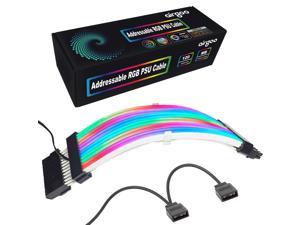 Airgoo Addressable RGB PSU Cable Extension Kit, 24 Pin ATX RGB Cable with Customized Diffused Neon LED Strips, 120 LEDs Super Bright for 5V 3-pin Aura SYNC, Gigabyte RGB Fusion, MSI Mystic Light Sync