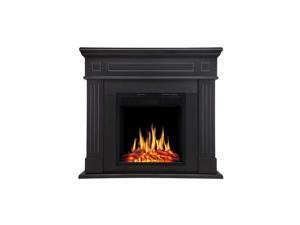 Electric Fireplace Mantel Wooden Surround Firebox Free Standing, Adjustable Led Flame, Remote Control (Black) Electric Fireplace Mantel Wooden Surround Firebox Free Standing, Adjustable Led Flame, Remote Control (Black)