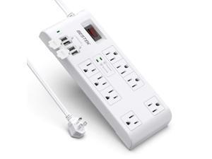 BESTEK 4,000 Joules Surge Protector with USB, Power Strips with 8 AC Outlets 15A 125V, DC 5V 4.2A 4 Smart USB Charging Ports, Long 6 Feet Heavy Duty Extension Cords, FCC ETL Listed, White BESTEK 4,000 Joules Surge Protector with USB, Power Strips with 8 AC Outlets 15A 125V, DC 5V 4.2A 4 Smart USB Charging Ports, Long 6 Feet Heavy Duty Extension Cords, FCC ETL Listed, White