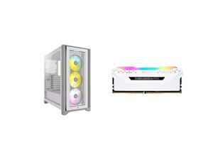 Corsair iCUE 4000X RGB Mid-Tower ATX PC Case - White (CC--WW) + Corsair Vengeance RGB Pro 16GB (2x8GB) DDR4 3200MHz C16 LED Desktop Memory - White (CMW16GX4M2C3200C16W) Corsair iCUE 4000X RGB Mid-Tower ATX PC Case - White (CC--WW) + Corsair Vengeance RGB Pro 16GB (2x8GB) DDR4 3200MHz C16 LED Desktop Memory - White (CMW16GX4M2C3200C16W)