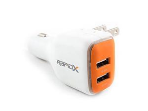 DualX Dual USB Charger for Car And Home by RapidX - Orange DualX Dual USB Charger for Car And Home by RapidX - Orange