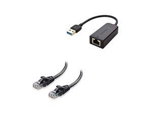 Cable Matters USB to Ethernet Adapter (USB 3.0 to Ethernet) Supporting 10/100/1000 Mbps Ethernet Network in Black & Snagless Cat6 Ethernet Cable Cable Matters USB to Ethernet Adapter (USB 3.0 to Ethernet) Supporting 10/100/1000 Mbps Ethernet Network in Black & Snagless Cat6 Ethernet Cable