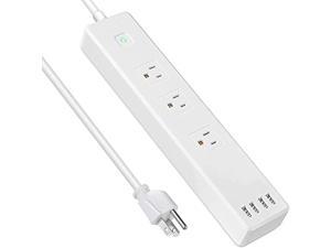 Etekcity 3-Outlet Surge Protector Power Strip with 4 USB Charging Ports, 5610 Joules, 6 Ft Long Cord & Mounting Holes, 750? Flame-Retardant, FCC ETL Listed, White (Upgrade Version)