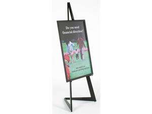 Floor Easel for Presentations or Artwork, Height Adjustable Shelf; Includes 24" x 36" Snap Frame with Clear Protective Lens - Black Wood (EASBKQC36) Floor Easel for Presentations or Artwork, Height Adjustable Shelf; Includes 24" x 36" Snap Frame with Clear Protective Lens - Black Wood (EASBKQC36)