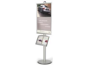 Steel Magazine Trays Accessories are Height-Adjustable Double-Sided Poster Stand with 22x28 Snap-Open Sign Frames and 2 6ft 2 Black Aluminum and Steel 