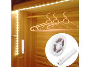 LUXJET Motion Sensor Closet Lights, Flexible LED Strip Kit with Motion Activated Rope Light for Bed, Bedroom, Under Cabinet, Warm White 3000K (4 AAA) LUXJET Motion Sensor Closet Lights, Flexible LED Strip Kit with Motion Activated Rope Light for Bed, Bedroom, Under Cabinet, Warm White 3000K (4 AAA)