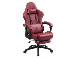 DOWINX Gaming Chair Office Desk Chair with Massage Lumbar Support, Vintage Style Armchair PU Leather E-Sports Gamer Chairs with Retractable Footrest (Red) DOWINX Gaming Chair Office Desk Chair with Massage Lumbar Support, Vintage Style Armchair PU Leather E-Sports Gamer Chairs with Retractable Footrest (Red)