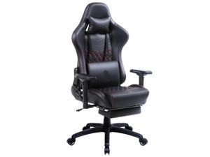 Dowinx Gaming Chair Ergonomic Racing Style Recliner with Massage Lumbar Support,4D armrests Game Chair for Computer PU Leather with Retractable Footrest Black