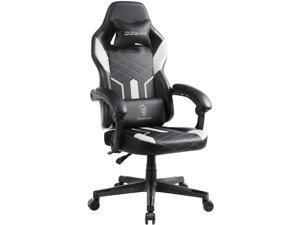Dowinx Gaming Chair with Pocket Spring Cushion, Ergonomic Computer Chair High Back, Reclining Game Chair Pu Leather 400LBS, White