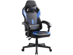 Dowinx Gaming Chair with Pocket Spring Cushion, Ergonomic Computer Chair High Back, Reclining Game Chair Pu Leather 400LBS, Blue