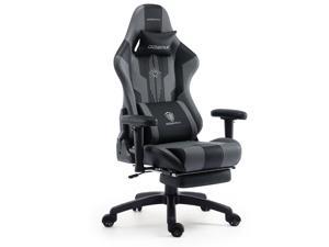 Dowinx Gaming Chair with Pocket Spring Cushion, Ergonomic Computer Chair Office Chair with Headrest and Lumbar Support, Massage Game Chair Pu Leather with Footrest 350LBS, Black and Grey