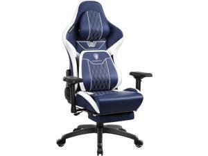 Dowinx Gaming Chair with Footrest, Ergonomic Computer Chair with Comfortable Headrest and Lumbar Support, Game Office Chair for Adults Pu Leather High Back, 350LBS, Blue