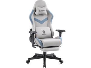 Dowinx Gaming Chair Breathable Fabric Office Chair with Massage Lumbar Support, High Back Ergonomic Computer Chair Adjustable Swivel Task Chair with Footrest (Grey)