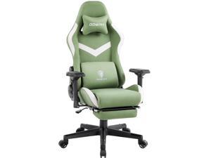 Dowinx Gaming Chair Breathable Fabric Office Chair with Pocket Spring Cushion and Massage Lumbar Support, High Back Ergonomic Computer Chair Adjustable Swivel Task Chair with Footrest Green