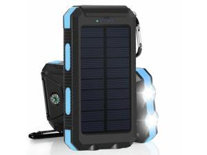 Waterproof 3000000mAh 2 USB Portable Solar Battery Charger Solar Power Bank Blue