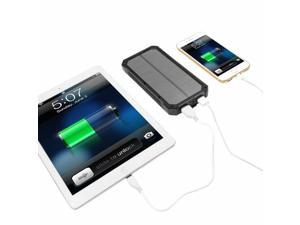 Waterproof 3000000mAh Portable Solar Charger Dual USB Battery Power Bank Black
