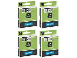 DYMO 45013 D1 Tape Cartridge for Dymo Label Makers, Created Specifically for Your LabelManager and LabelWriter Duo Label Makers, 1/2-inch x 23 Feet, Black on White, Pack of 4 (45013-4PACKS)