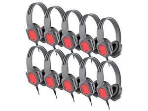 Brenthaven Edge Rugged Over Ear Headphone with Durable Ear Pads, Twistable Non-Break Headband, NO MIC, for K-12 Students, Teachers and Kids - Gray/Red (10 Pack Headphone) (1027-10CP-0) Brenthaven Edge Rugged Over Ear Headphone with Durable Ear Pads, Twistable Non-Break Headband, NO MIC, for K-12 Students, Teachers and Kids - Gray/Red (10 Pack Headphone) (1027-10CP-0)