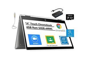 Newest HP Chromebook x360 14" HD 2-in 1 Touchscreen Laptop, Intel Celeron N4000, 4GB Memory 64GB eMMC, Bluetooth, Chrome OS, Bundled with TSBEAU 32GB Micro SD Card and 4 Port USB 3.0 Hub and USB L Newest HP Chromebook x360 14" HD 2-in 1 Touchscreen Laptop, Intel Celeron N4000, 4GB Memory 64GB eMMC, Bluetooth, Chrome OS, Bundled with TSBEAU 32GB Micro SD Card and 4 Port USB 3.0 Hub and USB L