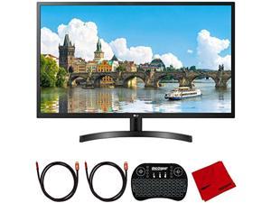 LG 32MN600P-B 31.5 inch Full HD IPS Monitor with AMD FreeSync Bundle with 2.4GHz Wireless Keyboard, 2X 6FT Universal HDMI 2.0 Cable and Microfiber Cleaning Cloth (E40LG32MN600PB)