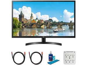 LG 32MN600P-B 31.5 inch Full HD IPS Monitor with AMD FreeSync Bundle with 2X 6FT Universal 4K HDMI 2.0 Cable, Universal Screen Cleaner and 6-Outlet Surge Adapter (E1LG32MN600PB)
