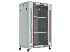 Sysracks 18U Wall Mount Gray IT Network Av Data Server Rack Cabinet Enclosure 24 Inch Depth - 2 Shelves - 8-Way PDU - Fan - Casters - Hardware (4335249829)
