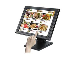 15" Commercial POS Stand LED Touch Screen Monitor,Touch Screen LCD Display for Restaurant Cafe Kiosk Retail Bar VGA USB VOD System (US Stock)