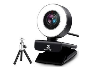 Streaming Webcam 1080P with Adjustable Ring Light, Advanced Auto-Focus with Tripod Vitade 960A HD USB Web Cam for Xbox Gaming Conferencing Video Chatting Mac Desktop Computer Laptop Wide Angle Webcam