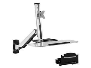 Mount-It! Sit Stand Wall Mount Workstation | Adjustable Height Stand Up Computer Station With Articulating Monitor Mount, Keyboard Tray,  and  CPU Holder | VESA Mount 75x75 and 100x100 | MI- (MI-7905)