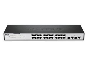 D-Link Ethernet Switch, 24 26 Port Unmanaged 10/100 Desktop Fanless Rack Mount Network Internet with 2 Gigabit Combo Ports (DES-1026G) (DES-1026G)