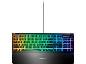 SteelSeries - Apex 3 Full Size Wired Membrane Whisper Quiet Switch Gaming Keyboard with 10 zone RGB Backlighting - Black (64795)