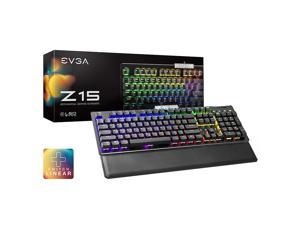 EVGA - Z15 Full-size Wired, RGB Backlit LED Gaming with Hot Swappable Mechanical Kailh Speed Silver Switches Keyboard (Linear) (821-W1-15US-KR)