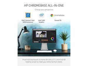 HP Chromebase 21.5" All-in-One Desktop, Intel Pentium Gold 6405U Processor, 4 GB RAM, 128 GB SSD, Rotating Full HD IPS Touchscreen, Chrome OS, Bluetooth Keyboard and Mouse Combo (22-aa0022 (22-aa0022)